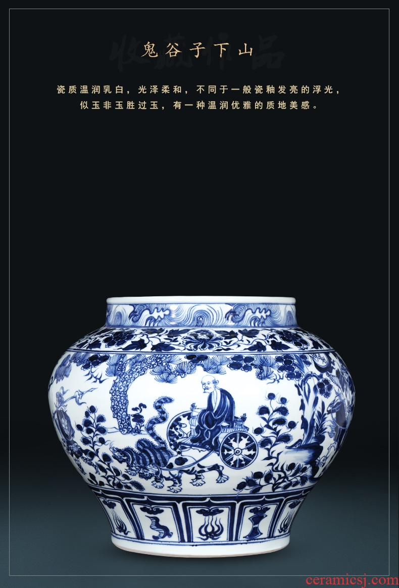 Valley of jingdezhen ceramics imitation of yuan blue and white devil down big pot vase do old vintage sitting room adornment is placed