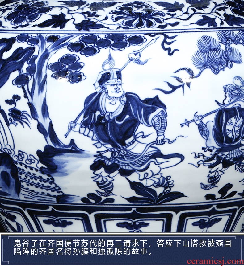 Valley of jingdezhen ceramics imitation of yuan blue and white devil down big pot vase do old vintage sitting room adornment is placed