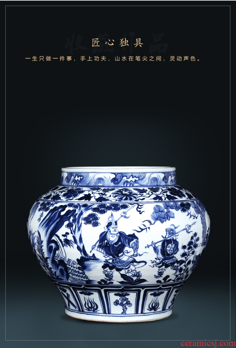 Valley of jingdezhen ceramics imitation of yuan blue and white devil down big pot vase do old vintage sitting room adornment is placed