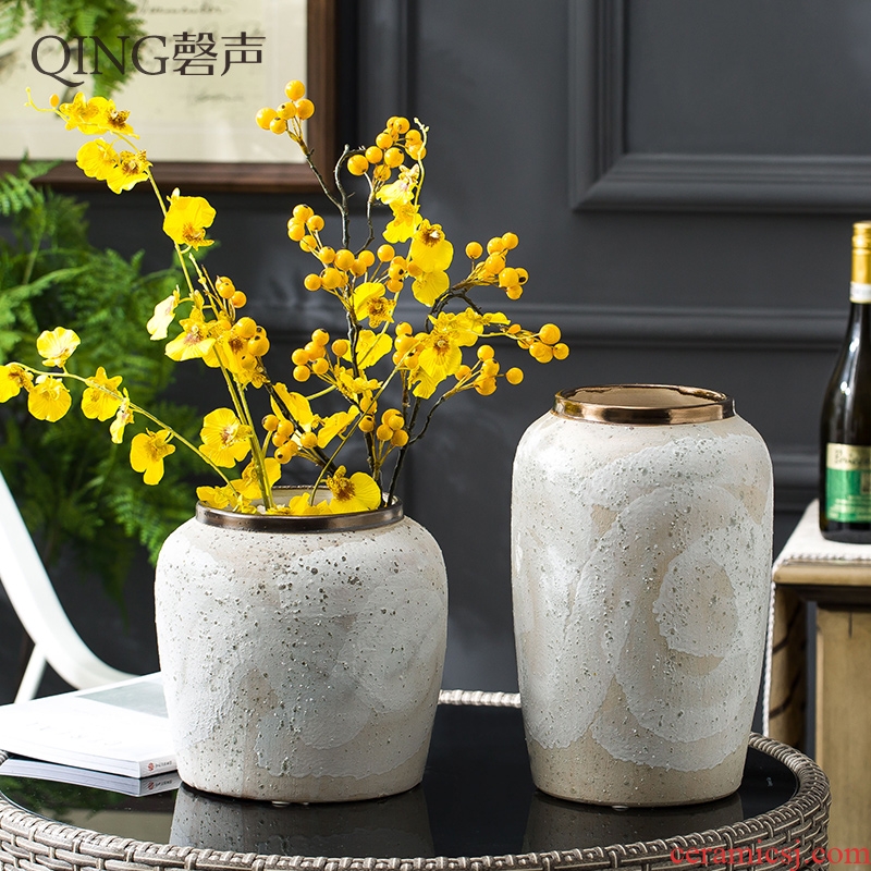 Vase furnishing articles dried flower arranging flowers sitting room decoration ceramic vases contemporary and contracted household decorative pottery by hand
