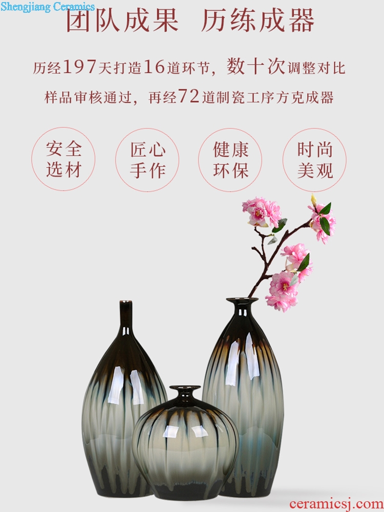 Jingdezhen ceramics kiln vase three-piece flower arrangement home furnishing articles or restoring ancient ways is the sitting room porch decoration