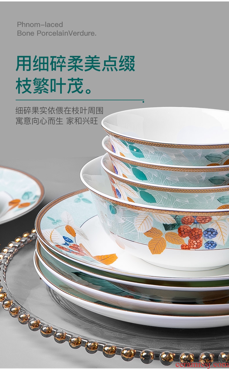 The dishes suit household Chinese jingdezhen ceramic tableware suit individuality creative ceramic dishes chopsticks combination