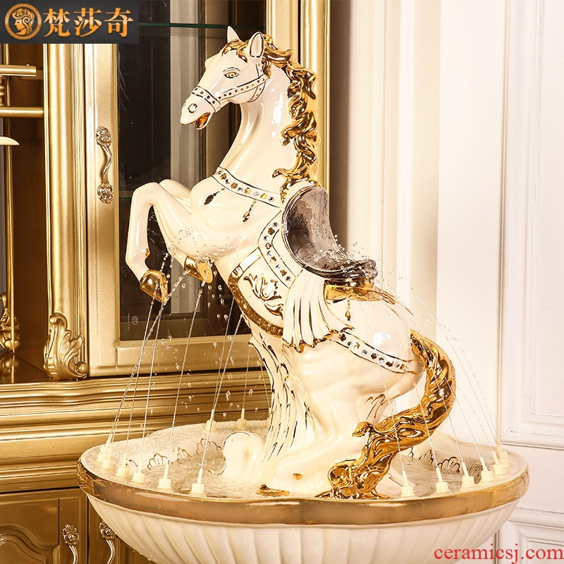Water furnishing articles feng shui plutus european-style home sitting room ground humidifier gear shop ceramic fountain decorations