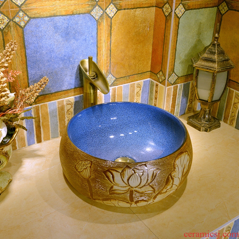 JingXiangLin ceramic stage basin sinks restoring ancient ways round art basin of Chinese style household toilet basin sink