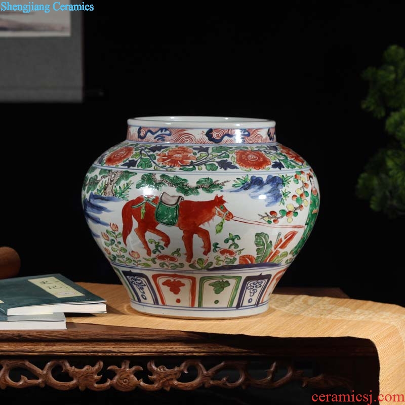Jingdezhen imitation Ming dynasty under the colorful Xiao Heyue after han xin yuan dynasty porcelain pot hand-painted colorful colors cans