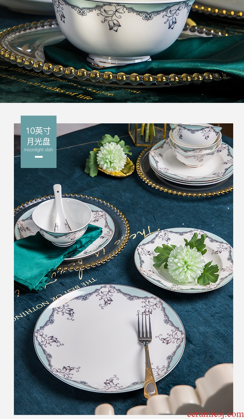Bone China tableware suit European dishes home bowl bowl dish bowl chopsticks Chinese jingdezhen ceramic bowl plate combination