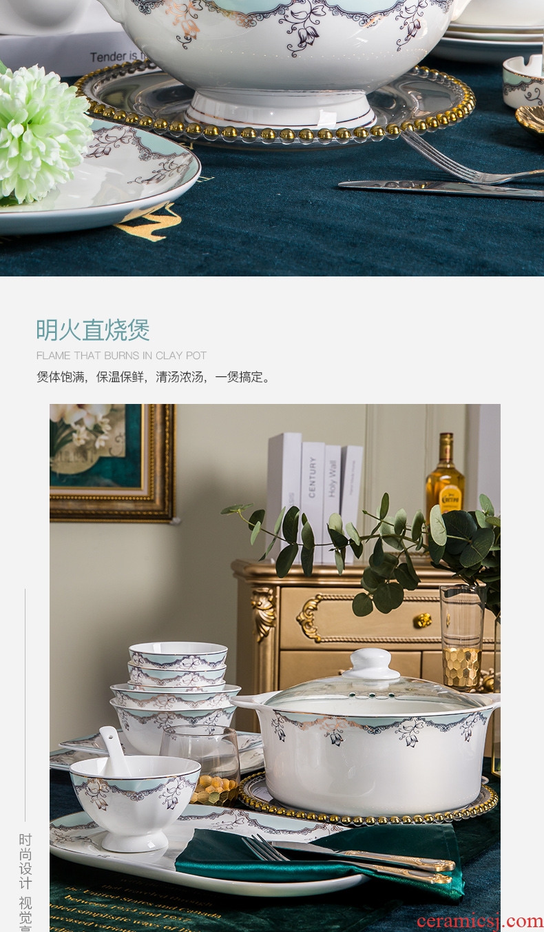 Bone China tableware suit European dishes home bowl bowl dish bowl chopsticks Chinese jingdezhen ceramic bowl plate combination