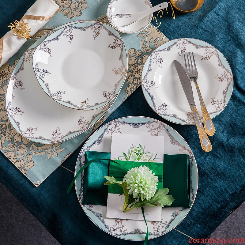 Continental plate plate of jingdezhen ceramic creative home plate phnom penh steak dinner plate plate suit