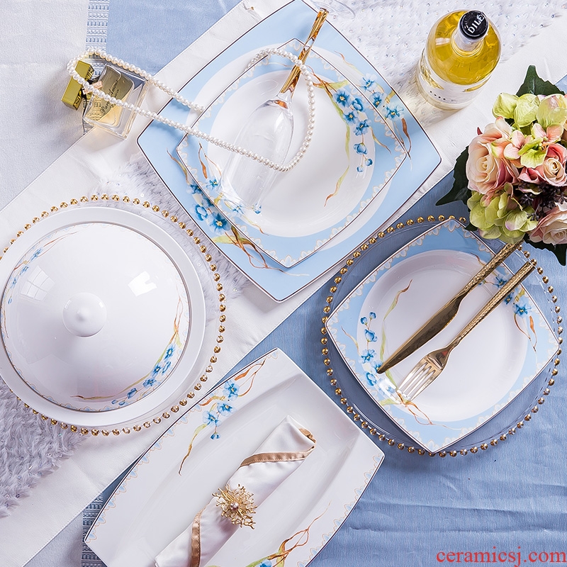 Bone China tableware suit high-end home dishes package of jingdezhen ceramics dishes chopsticks European gift boxes