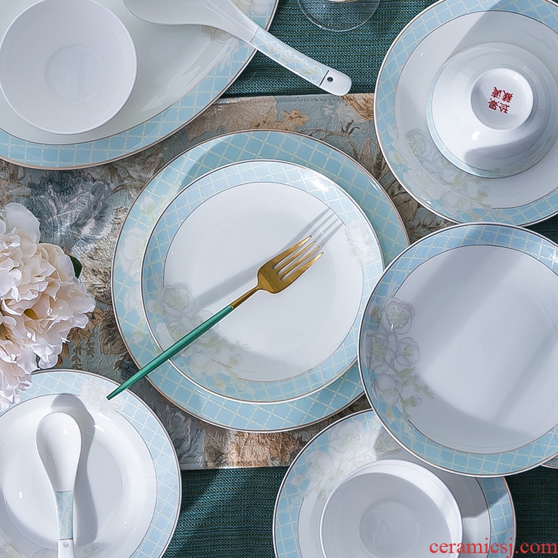 Fiji trent high-grade Korean bone porcelain tableware suit European creative combination of porcelain bowl dish dishes domestic marriage