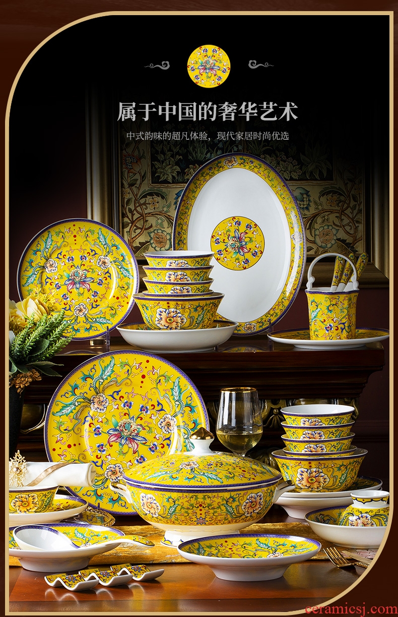 Fiji trent European court suit dishes high-grade ceramics tableware household bowls of bone plates luxury gifts