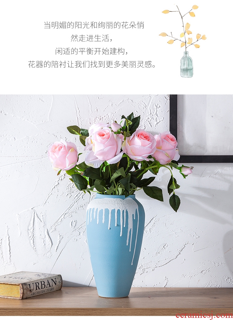 European ceramic vase hydroponic crafts flower implement sitting room of contemporary and contracted household decorative dried flowers flower arrangement furnishing articles