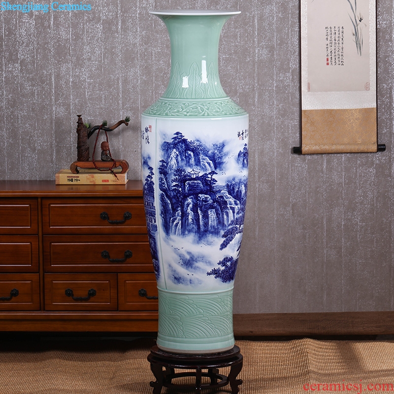 Jingdezhen ceramic large antique hand-painted blue and white porcelain vase furnishing articles furnishing articles home sitting room TV ark adornment