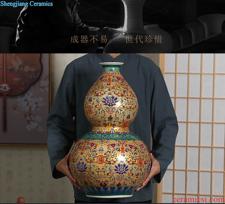 Jingdezhen ceramics big vase live TV ark gourd landing place to live in the sitting room porch decoration