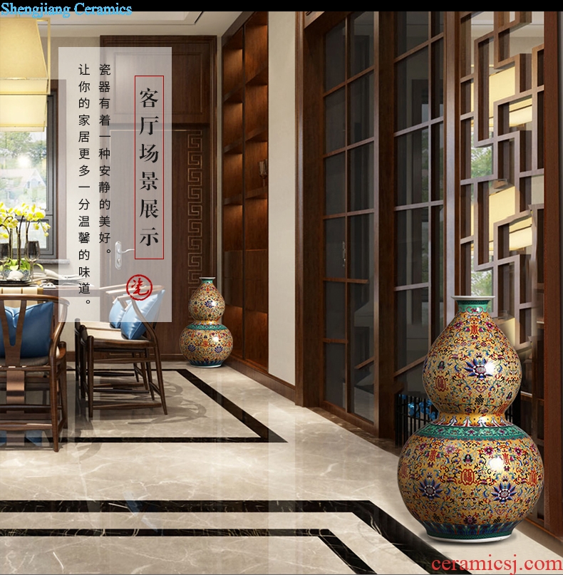 Jingdezhen ceramics big vase live TV ark gourd landing place to live in the sitting room porch decoration