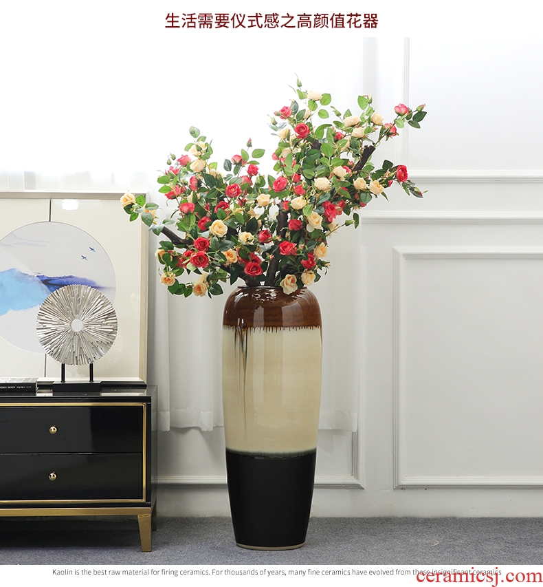 Jingdezhen ceramic big vase furnishing articles of modern new Chinese style villa living room shop flower arranging home soft decoration