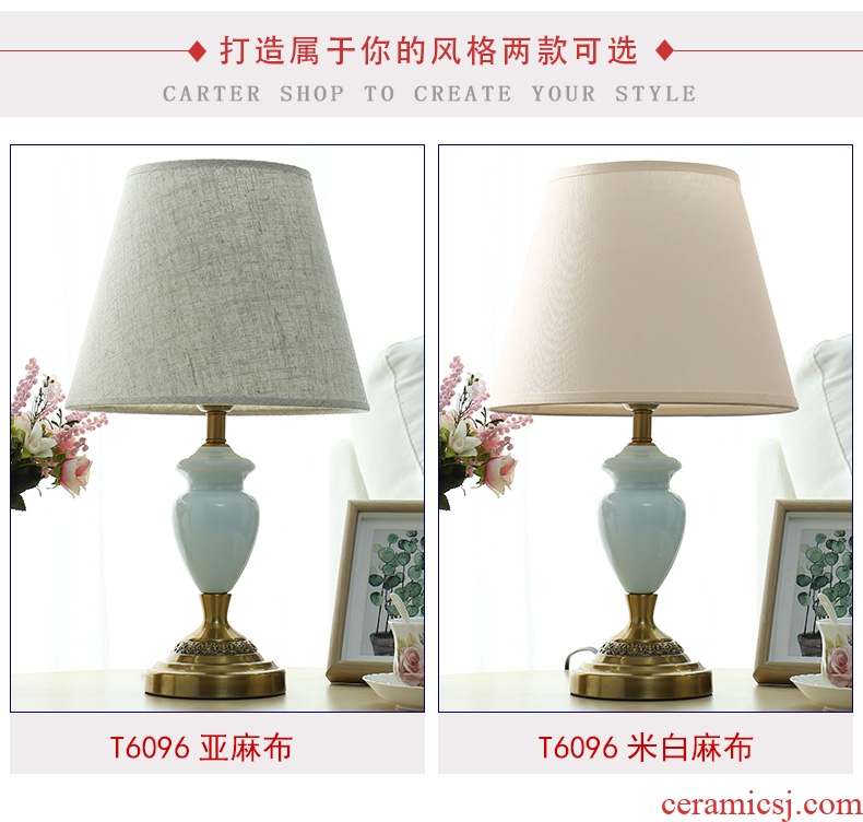 American lamp is contracted and contemporary ceramic desk lamp of bedroom the head of a bed warm and romantic sitting room study marriage adjustable light decoration