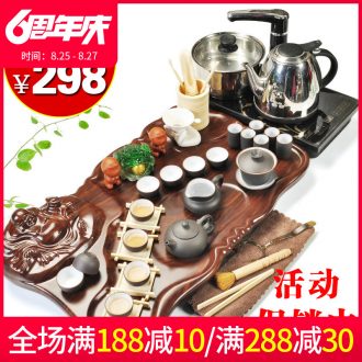 Beauty cabinet kung fu purple sand tea set home tea tray of a complete set of four unity induction cooker ceramic cups of tea is the tea ceremony