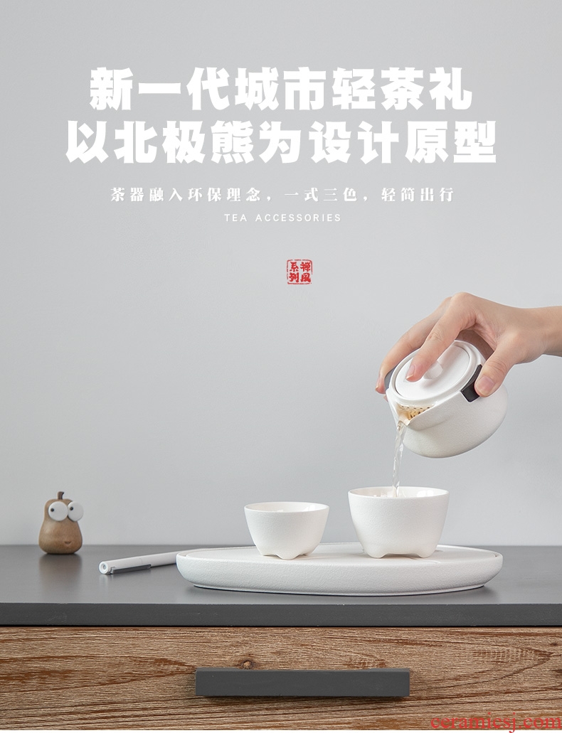 Mr Nan shan polar bears a crack cup pot 2 cups of portable tea set travel hot ceramic teapot