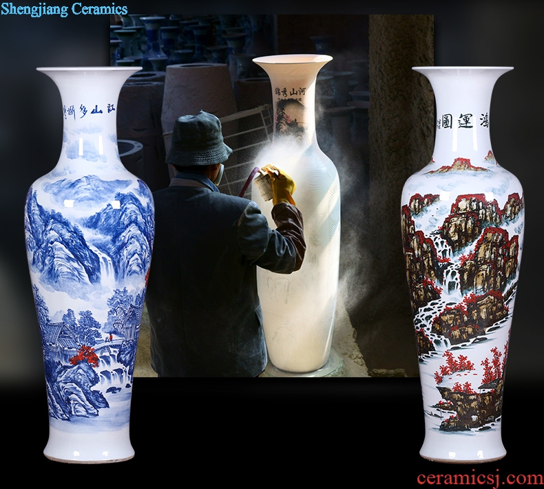 Jingdezhen ceramics of large blue and white porcelain vase sitting room open TV ark adornment of Chinese style household furnishing articles