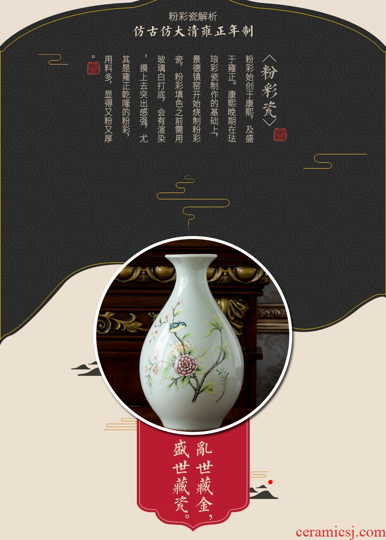 Jingdezhen ceramics vase furnishing articles of Chinese style living room TV cabinet home decoration style of the ancients blue okho spring arranging flowers