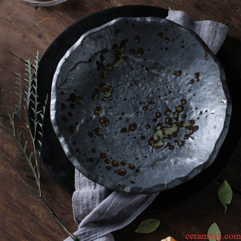European ceramic disc creative SLATE tray home western food steak plate household snack plate of fruit salad snack plate