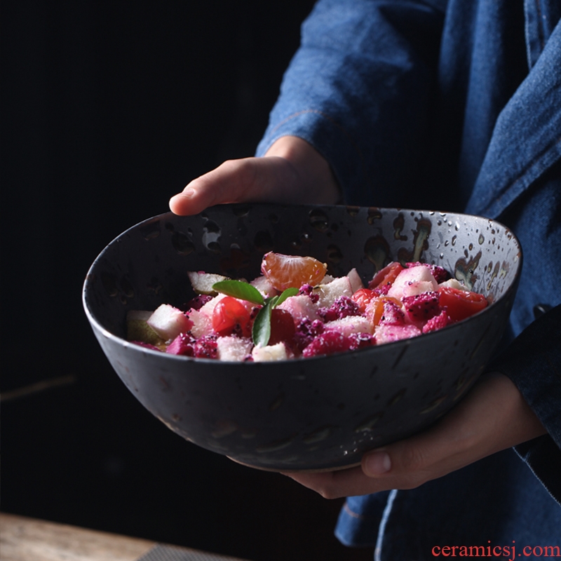 European black abnormity creative bowl of soup bowl rainbow noodle bowl ceramic bowl with a large irregular fruit salad bowl