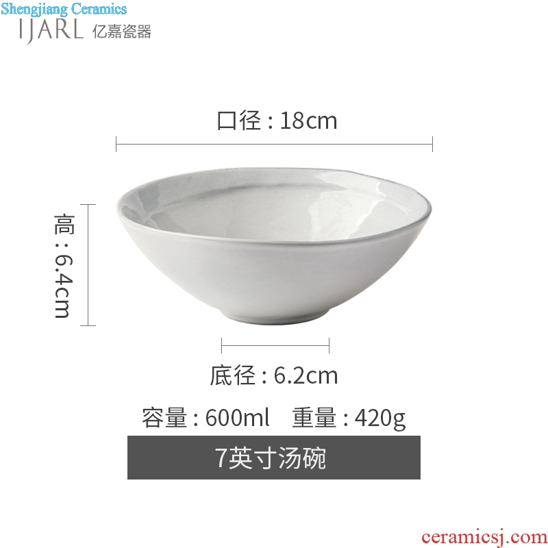 Ijarl million jia creative Japanese contracted soup bowl Nordic fruit salad bowl dish bowl of household ceramic bowl in the kitchen