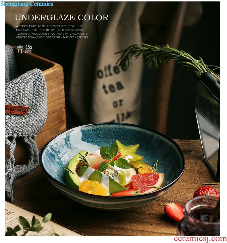 Ijarl million jia creative Japanese household creative ceramic tableware beautiful rainbow noodle bowl of fruit salad bowl bowl dish bowl