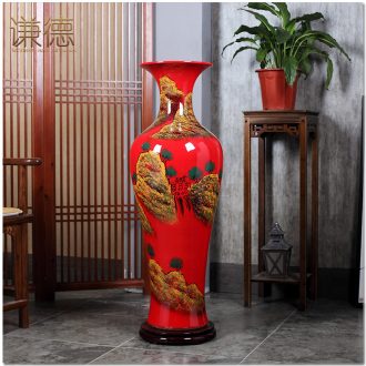Jingdezhen ceramics sitting room big red big vase vase planting decoration to the hotel lobby hall landing place