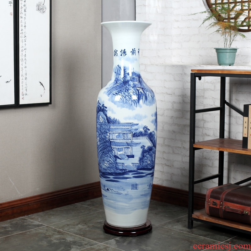 Jingdezhen ceramics of large vases, hand-painted blue and white porcelain hotel opening gifts sitting room adornment is placed