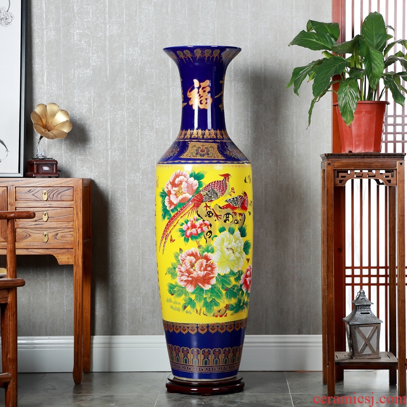 Jingdezhen ceramics blooming flowers hotel lobby hall for the opening of large vase decoration as furnishing articles