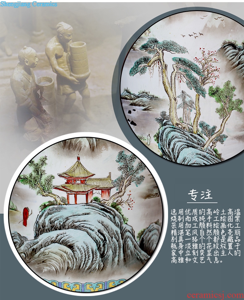 Jingdezhen ceramic hand-painted landscape painting big vase home sitting room hotel opening gifts ceramic floor furnishing articles