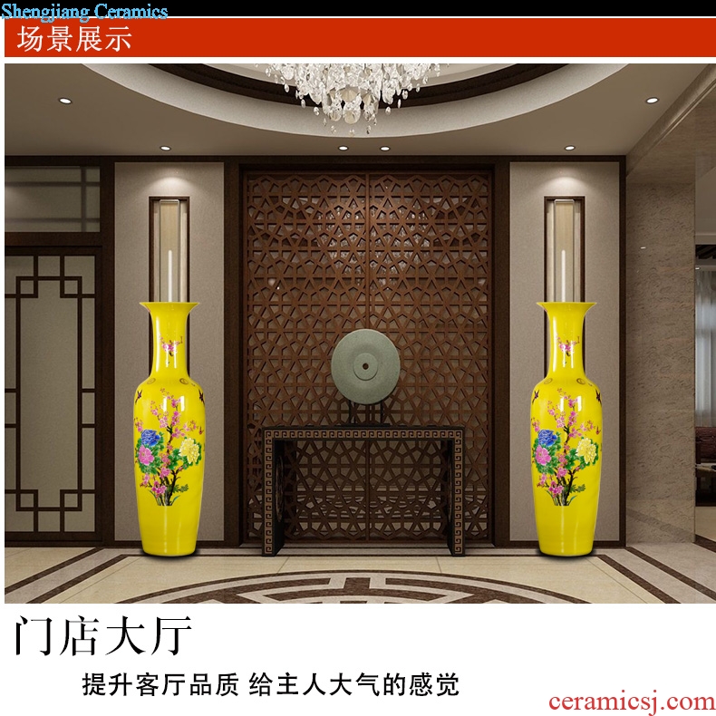 Jingdezhen ceramic rich large vase yellow paint peony flowers China home sitting room hotel furnishing articles