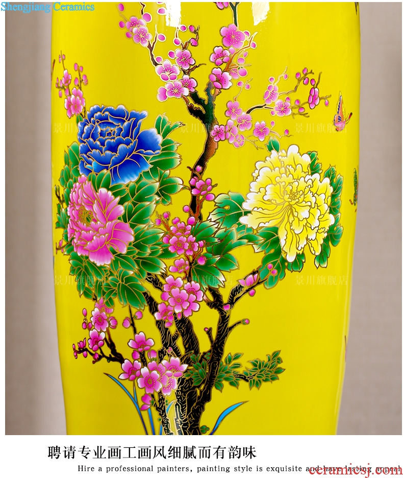 Jingdezhen ceramic rich large vase yellow paint peony flowers China home sitting room hotel furnishing articles