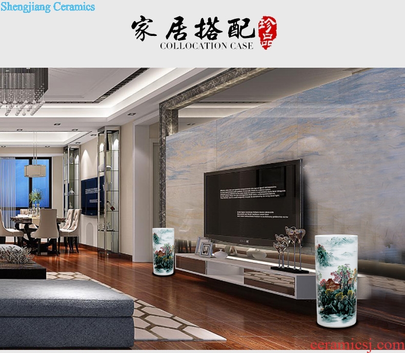 Hand-painted fortress amorous feelings figure jingdezhen ceramic floor painting and calligraphy cylinder sitting room of Chinese style household furnishing articles calligraphy and painting is received