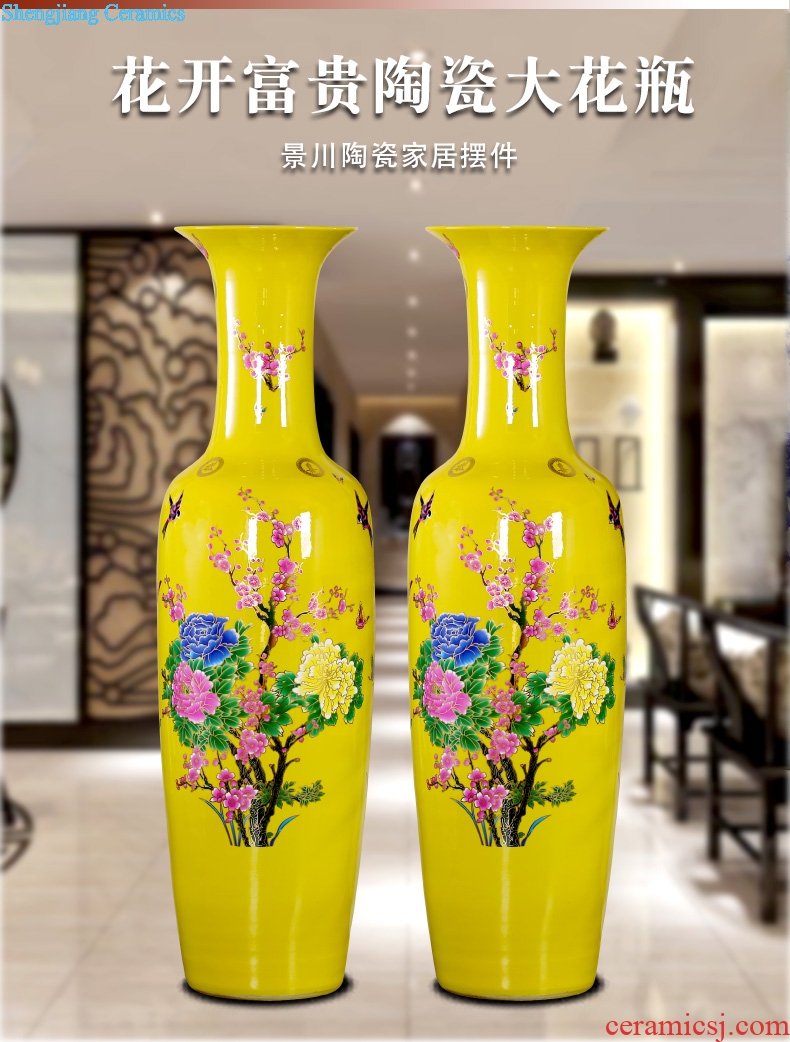 Jingdezhen ceramic rich large vase yellow paint peony flowers China home sitting room hotel furnishing articles