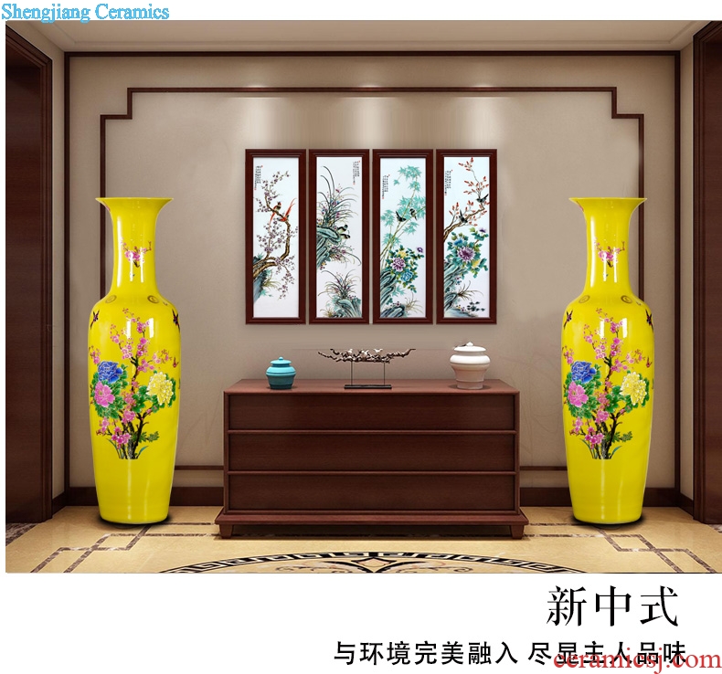 Jingdezhen ceramic rich large vase yellow paint peony flowers China home sitting room hotel furnishing articles