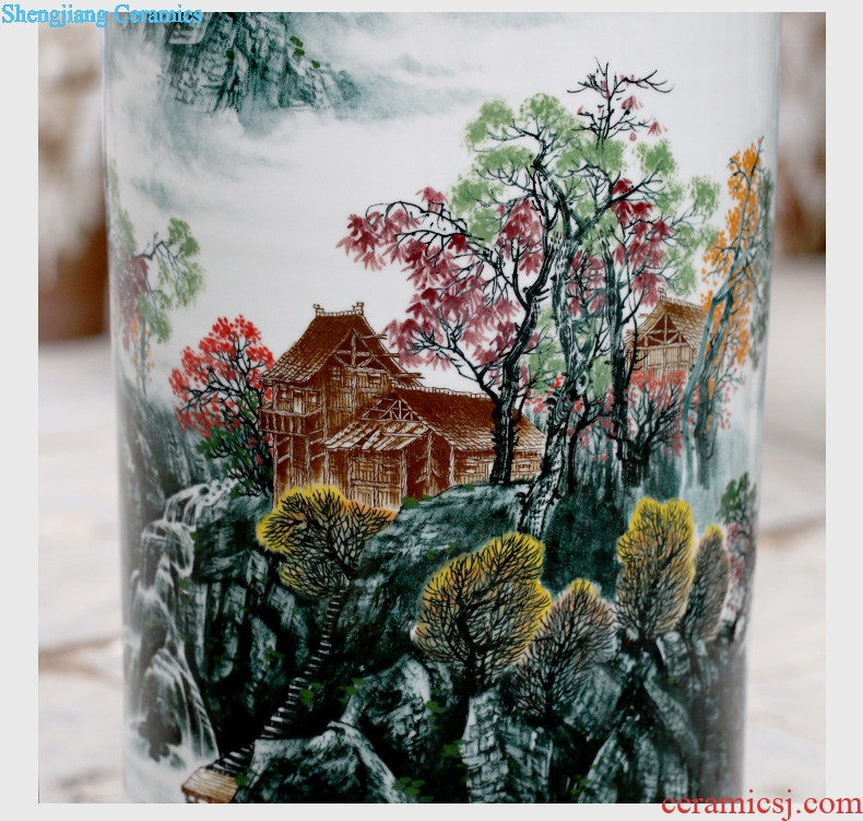 Hand-painted fortress amorous feelings figure jingdezhen ceramic floor painting and calligraphy cylinder sitting room of Chinese style household furnishing articles calligraphy and painting is received