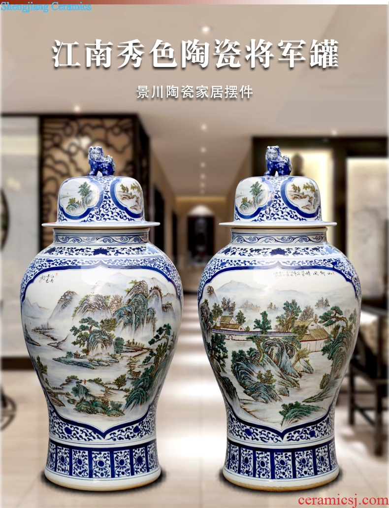 Jingdezhen ceramic general large vase hand-painted jiangnan xiuse tank house sitting room place opening gifts