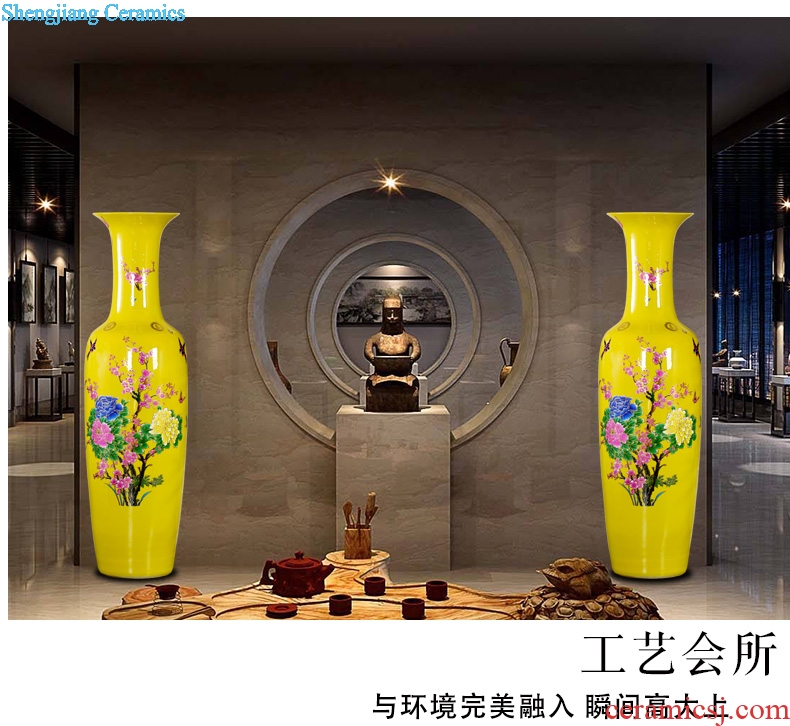 Jingdezhen ceramic rich large vase yellow paint peony flowers China home sitting room hotel furnishing articles