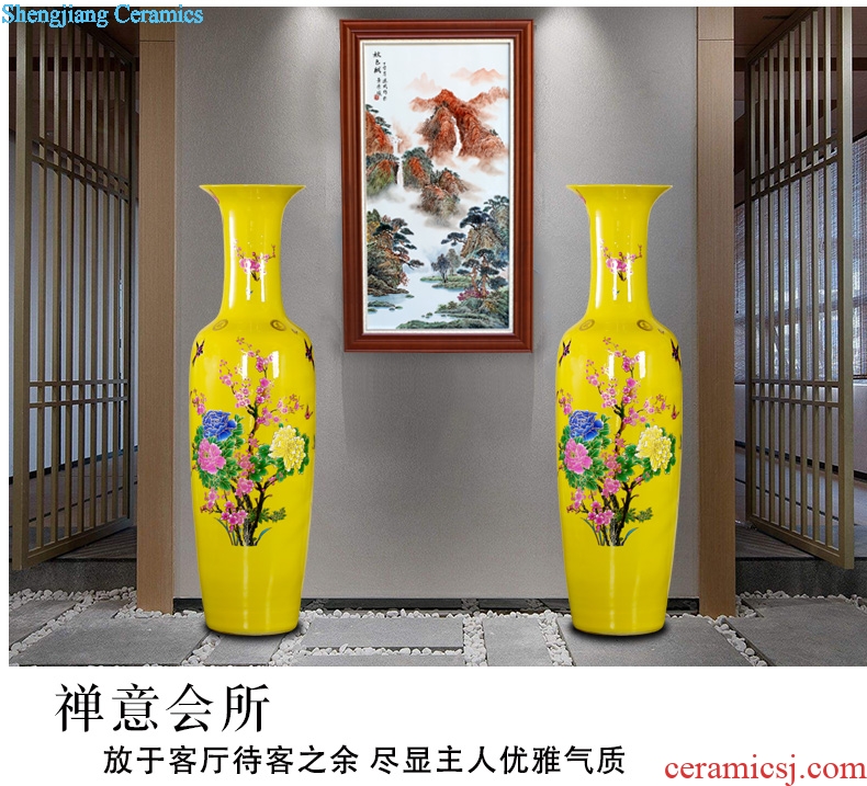 Jingdezhen ceramic rich large vase yellow paint peony flowers China home sitting room hotel furnishing articles