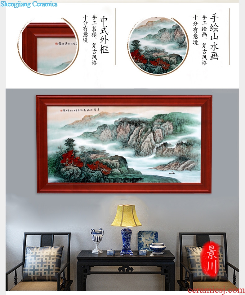 Jingdezhen ceramic hand-painted thousand high cliff autumn porcelain plate painting the sitting room living room sofa setting wall adornment that hang a picture