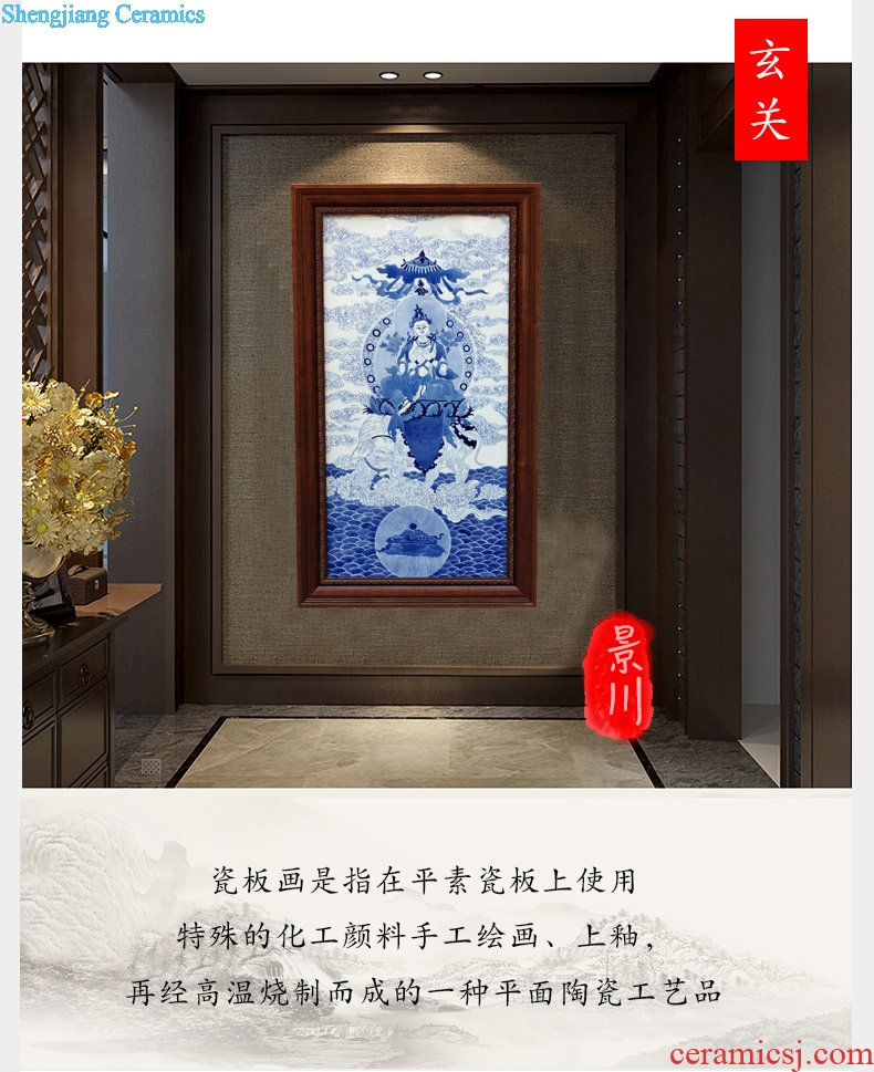 Jingdezhen ceramic blue and white figure of Buddha hand-painted porcelain plate painter hangs a picture murals in the sitting room porch decoration