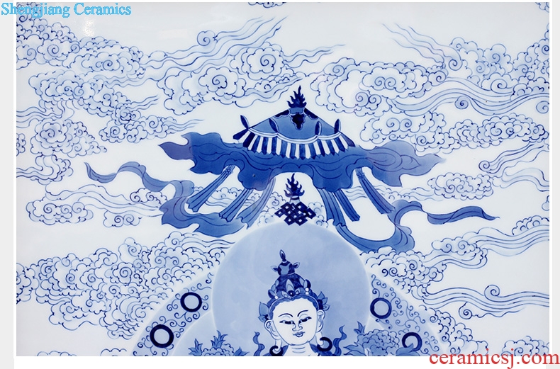 Jingdezhen ceramic blue and white figure of Buddha hand-painted porcelain plate painter hangs a picture murals in the sitting room porch decoration