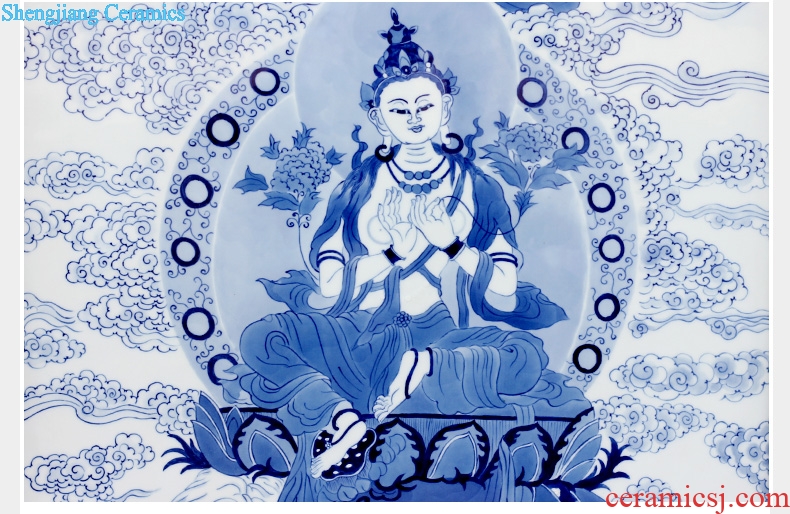 Jingdezhen ceramic blue and white figure of Buddha hand-painted porcelain plate painter hangs a picture murals in the sitting room porch decoration