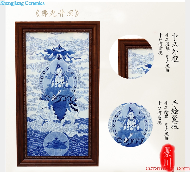 Jingdezhen ceramic blue and white figure of Buddha hand-painted porcelain plate painter hangs a picture murals in the sitting room porch decoration