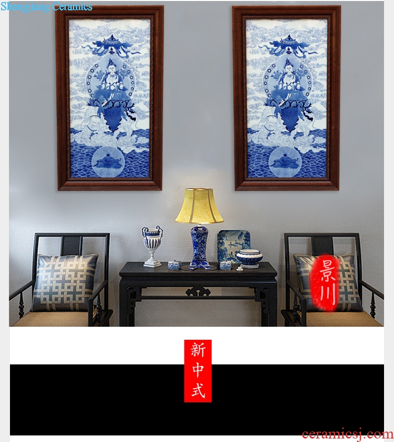 Jingdezhen ceramic blue and white figure of Buddha hand-painted porcelain plate painter hangs a picture murals in the sitting room porch decoration