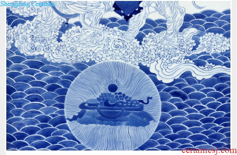 Jingdezhen ceramic blue and white figure of Buddha hand-painted porcelain plate painter hangs a picture murals in the sitting room porch decoration