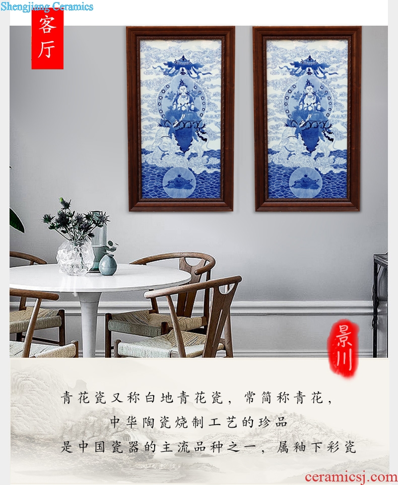 Jingdezhen ceramic blue and white figure of Buddha hand-painted porcelain plate painter hangs a picture murals in the sitting room porch decoration